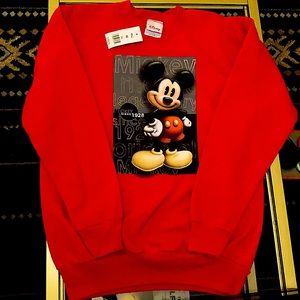 NWT! Disney Mickey Mouse Red Crew Neck Sweater